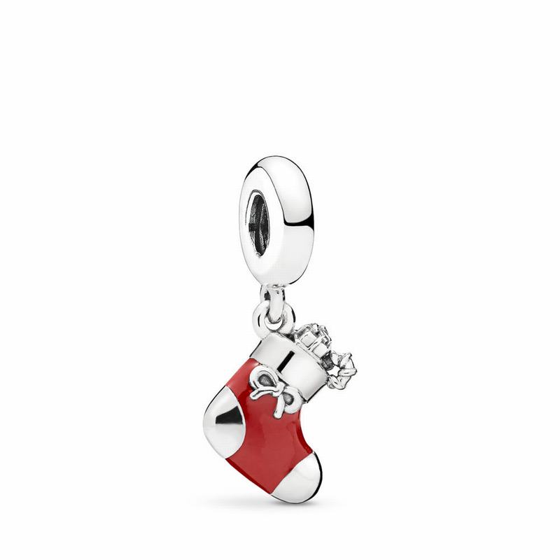 Pandora Festive Stocking Dangle Charm Outlet NZ, Sterling Silver (042739-BQR)